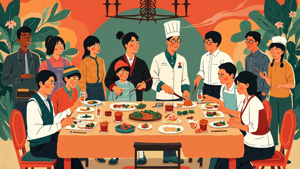 中国厨师在美国的厨房里准备中餐